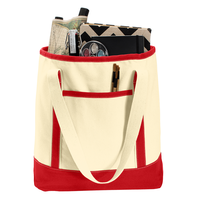 Bolsa de Mano Grande de Lona de Algodón Resistente de Color Sólido con Cierre Abierto, Bolsa de Viaje, para Visitas a la Biblioteca, Clases de Entrenamiento