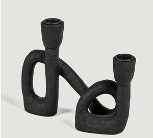 โลหะเชิงเทียนสีดําเรียวสําหรับตกแต่งตารางคริสต์มาสเชิงเทียนงานแต่งงานตกแต่งเทียนขาตั้งไฟชา - Product Image 3