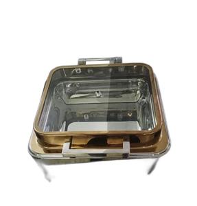 Chauffe-plats élégant de style Art Déco, durable, finition cuivre, pour événements, fêtes, traiteur, service avec couvercle - Product Image 5