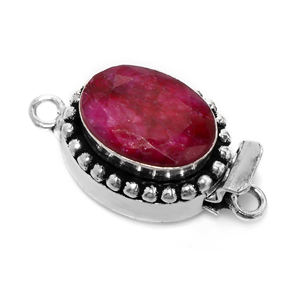 Antique Starling Silver 18k Gold Plated 26X15X10MM <b>Ruby</b> Gemstone Oval Box Clasp for Jewelry Making 1Strand 2Strand 3Strand B693 - Product Image 3