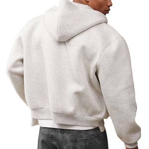 Sudaderas con capucha con cremallera y logotipo personalizado para hombre, ropa informal de gran tamaño en blanco de alta calidad, de algodón grueso y pesado, 100% - Product Image 3