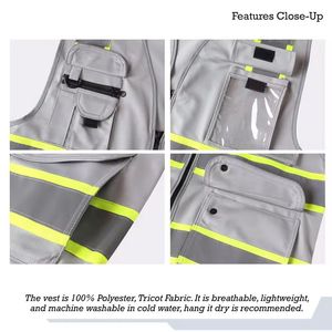 Gilet de sécurité en lin de qualité supérieure respirant et imperméable Design personnalisable Couleur unie Gilet de travail grande taille - Product Image 4