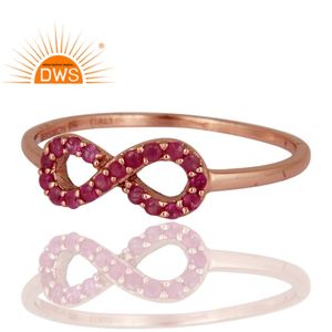 Meilleure vente Bague empilable en argent sterling plaqué or rose saphir rose naturel bague personnalisée fabricant de bijoux - Product Image 2