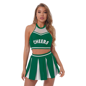 Trajes de baile de dos piezas de último diseño impresos con logotipo personalizado uniformes de animadora para niñas falda de poliéster Ropa de baile - Product Image 2