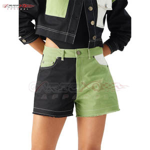 Pantalones cortos vaqueros transpirables informales de cintura alta para mujer con puños doblados y ajuste regular para la comodidad diaria Diseño rasgado - Product Image 2