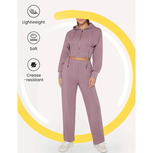 เสื้อฮู้ดครอปท็อปออกกำลังกายผ้าฝ้าย 100% ระบายอากาศได้ดี แฟชั่นสีพื้นคุณภาพสูง โลโก้แบบกำหนดเอง ปี 2023 สำหรับผู้หญิง - Product Image 3