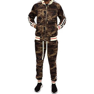 Comfort Fit Men Tracksuit Set Sport Zipper Jacket with Soft Waist-<b>Tie</b> Sweatpants for Daily Training Outfits G-<b>stripe</b> Camo - Product Image 2