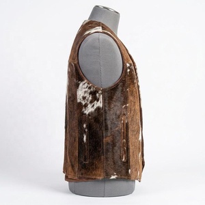 Gilet en fourrure imprimé animal marron et blanc pour homme, col en V, simple boutonnage, vêtement d'extérieur décontracté, fermeture boutonnée, pour l'automne - Product Image 4