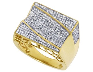 Nouveau élégant Hip Hop entièrement glacé Moissanite diamant taille ronde en argent sterling S925 plaqué or bague pour hommes - Product Image 2