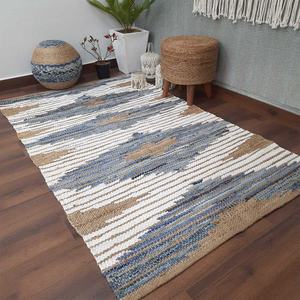 Alfombra abstracta marroquí de alta calidad hecha a mano de yute en amarillo rojo alfombras de yute alfombra de puerta de piso para juegos de sala de estar 100% algodón - Product Image 4