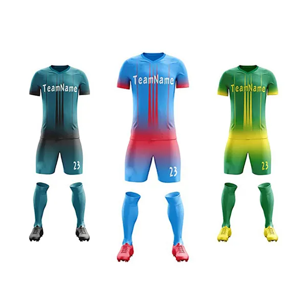 Nuovo Club sublimazione maglia da calcio set uomo calcio uniforme maglie da calcio personalizzato abbigliamento da calcio con numeri di Logo nome della squadra