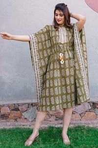 Vêtements de plage en coton imprimé grande taille, Kaftan à manches trois-quarts, prix de gros - Product Image 3