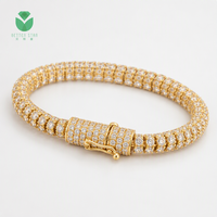 Bracelet tennis classique de luxe en or jaune 14K 18K avec diamants de laboratoire taille ronde 3 carats VS certifiés IGI, bijoux unisexe