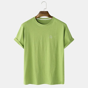 Directo de fábrica de alta calidad 100% algodón camisetas de gran tamaño para hombres de secado rápido cuello redondo manga corta transpirable ligero sólido - Product Image 1