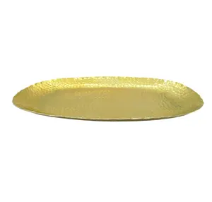 经典设计铝金属设计师椭圆形碟形黄铜彩色整理金色拼盘和托盘家用厨房用具
