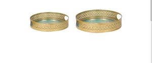 Base de impresión personalizada Bandeja de oro alemán Bellamente hecha a mano de metal de alta calidad para la decoración del hogar Decoración de la boda - Product Image 2