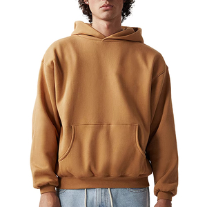 2026 New Customized Heavy <b>Weight</b> 100% Cotton <b>Blank</b> Oversized OEM logo Printing Men's Solid Pattern Pullover Fleece Hoodie - Product Image 2