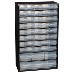 RAACO W306xD150xH510mm <b>Sheet</b> Steel Tool Cabinet 44 Drawers with Polypropylene <b>Black</b>/Transparent Small Parts Magazine - Product Image 1