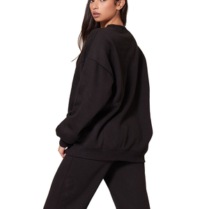 Pull ample brodé pour femmes 100% coton sweats Logo personnalisé Jogging costume sweats à capuche et pantalons de survêtement ensembles pour femmes - Product Image 1