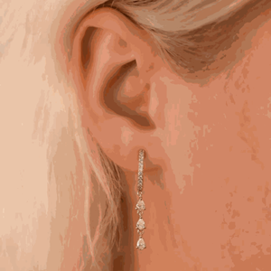 Boucles d'Oreilles Pendantes en Diamant Poire et Coupe Ronde - Product Image 5