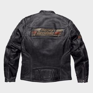 Chaqueta de Cuero Desgastada con Parches de Harley Davidson para Hombre - Product Image 3