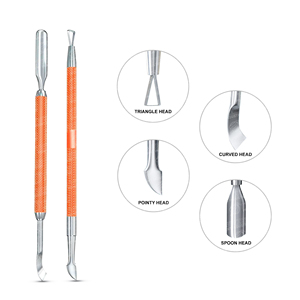 Pousse-cuticules double action en acier inoxydable de qualité supérieure, nettoyeur d'ongles pour manucure, durable, réutilisable, double usage, outil personnalisable - Product Image 5