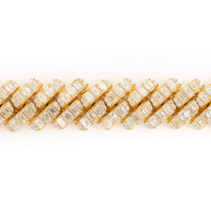 Customized <b>14K</b> <b>Gold</b> Hip Hop <b>Bracelet</b> with Emerald Cut Natural Diamond Prong Set for Gift - Product Image 5