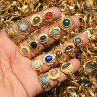 Bague Pierres Précieuses Plaqué Or Multi Mix Pierre Cabochon Bagues Prix de Gros Lot