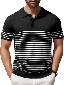 2025 <b>Men's</b> Knit Polo <b>Shirts</b> Short Sleeve <b>Striped</b> Golf Polo <b>Shirts</b> Lightweight Casual Collared <b>T</b> <b>Shirt</b> OEM - Product Image 6