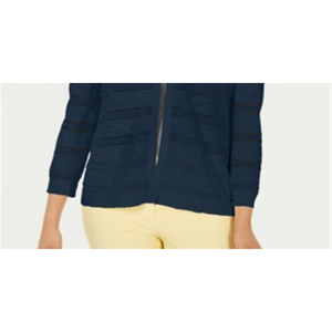 Cardigan da Donna Charter Club a Righe Pointelle Blu Lungo Casual con Stampa e Bottoni Disponibile in Taglie Petite e Medium per Autunno Inverno - Product Image 3