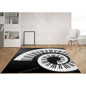 Tapis Paino Keys, tapis noir et blanc, tapis imprimé, tapis doux non tissé - Product Image 5