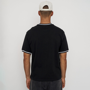 New Arrival Summer Streetwear Classic Custom Logo T-Shirts for Men's <b>White</b> Stripe Crew & Hem Regular Fit Cotton <b>Tees</b> - Product Image 2