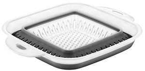 <strong>Square</strong> Silicone Collapsible Colander <strong>Handle</strong> Folding Kitchen <strong>Strainer</strong> Draining Fruits Vegetables Pasta Dishwasher Safe Plastic - Product Image 2