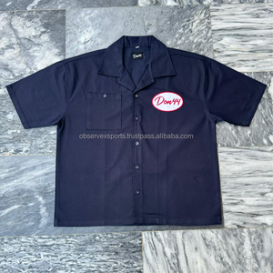 Conjuntos de Algodón con Logotipo Personalizado para Hombre, Camisa de Manga Corta y Pantalones Cortos, Ropa de Playa Sólida, Traje Casual de Dos Piezas, Corte Ajustado - Product Image 2