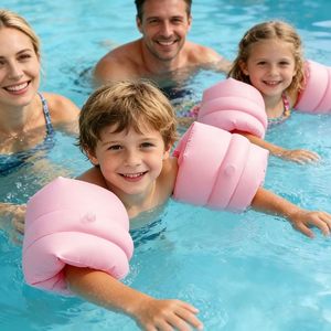 Brassards de natation gonflables pour enfants les mieux notés, manches flottantes en PVC pour la piscine, pour débutants, entraînement de sécurité, rose - Product Image 1