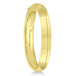 14K Yellow <b>Gold</b> High-Polished Hinged Stackable Wide Fashion Bracelet Elegant <b>Bangle</b> - Product Image 2