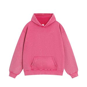 Sweat à capuche surdimensionné en coton 100% pour hommes poche kangourou bouffante en relief automne décontracté Style long lavé brodé impression numérique - Product Image 5