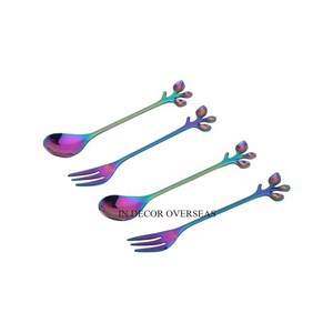 Ensemble de couverts multicolores au look attrayant en métal de qualité supérieure avec poignées de conception de feuilles à un prix impressionnant - Product Image 1