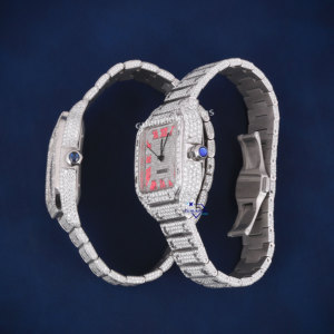 Lujosos relojes de pulsera para parejas de alta calidad Iced Out Hip Hop Moissanite Diamond Reloj mecánico de acero inoxidable - Product Image 4