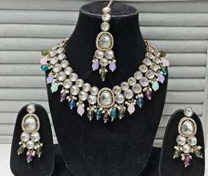 Piedra Kundan única hecha a mano con collar de latón perla para ropa de fiesta étnica para compromiso de boda y Aniversario - Product Image 4