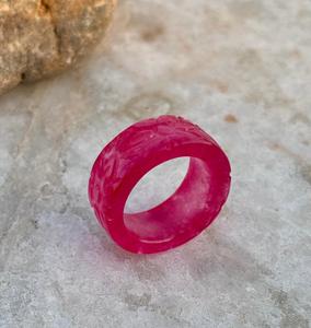 Rubis cristal pierre précieuse sculpté à la main bande Style élégant anneau rubis cristal bijoux déclaration anneau - Product Image 5