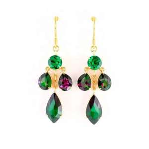 Boucles d'oreilles pendantes en pierre précieuse verte Hydro 8 mm rondes 10*12 mm pour femmes, argent sterling 925 plaqué or 18 carats, cadeau de bijoux - Product Image 6