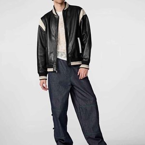 100% vestes universitaires de qualité supérieure pour hommes authentiques col montant avec logo avant toile deux tons prix raisonnable - Product Image 4