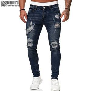 กางเกงยีนส์ผ้าฝ้ายสีทึบสำหรับผู้ชายแห้งเร็วน้ำหนักเบาปรับแต่งได้แฟชั่นฤดูใบไม้ผลิ/ฤดูใบไม้ร่วงขายส่ง100% - Product Image 4