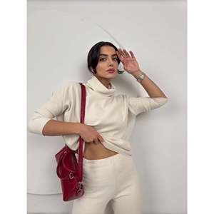 Conjunto de Dos Piezas de Punto Color Crema para Mujer missJANELL - Top Cómodo de Manga Larga y Pantalones a Juego para Uso Casual, Tallas S-XL - Product Image 6
