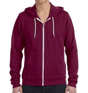 Sweat à capuche zippé personnalisable pour homme, couleur bordeaux, entièrement zippé, teinture unie, pour la saison estivale, avec logo personnalisé MADE BY HS 2027 - Product Image 1