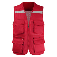 Veste de sécurité réfléchissante respirante à haute visibilité en gros avec 4 poches et logo personnalisé pour chantier et circulation