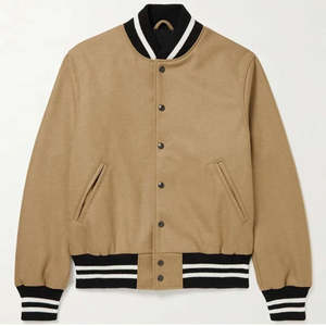 Custom College <b>Varsity</b> Style Letterman Blank <b>Bomber</b> <b>Jacket</b> with Stand Collar and Front Logo for <b>Men</b> Women Students Winter - Product Image 1