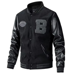 Veste en cuir Oxford noire pour hommes, fermeture à un bouton, vêtements d'extérieur d'automne à manches longues pour hommes - Product Image 6