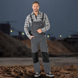 PLANAM 320 Size 58 Reflective Safety Canvas <b>Dungarees</b> Grey/<b>Black</b> Color - Product Image 3